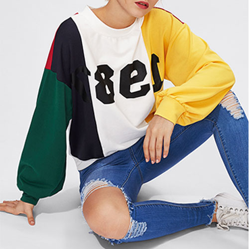 2018 NEW Drop Shoulder Tulip Back Slub Back Crossing Hoodie