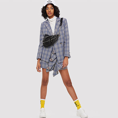 2018 Hot Notch Neck Pocket Detail Plaid Blazer