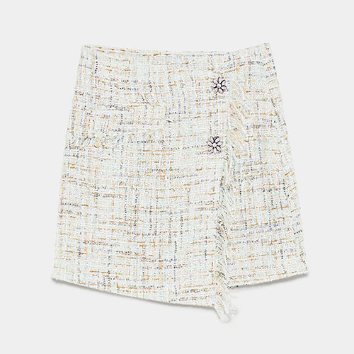 2018 Hot Cashmere Plaid Tweed Miniskirt Suit