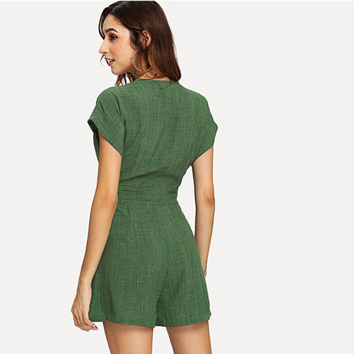 Batwing Sleeve Button Jumpsuit
